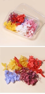 Detailed view of colorful preserved hydrangea petals for DIY crafts and floral design