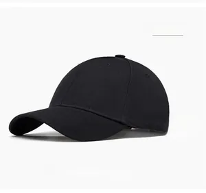 Detail of black baseball cap featuring long adjustable strap with red and white text prints