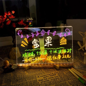 Illuminated acrylic message board with wooden tripod stand and USB powered LED light