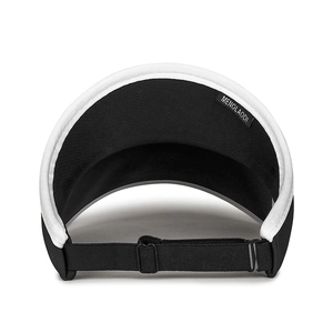 Breathable black and white visor hat with adjustable strap for sun protection and sports