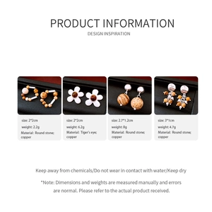 Detailed size and material specifications for four styles of vintage beaded earrings