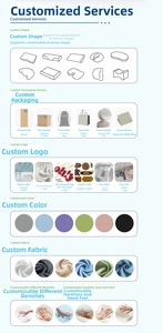 Customization options for memory foam pillows including shape, fabric, and logo branding