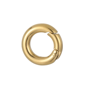 Golden round spring clasp in vacuum plated stainless steel for jewelry making