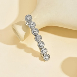 Elegant silver rhinestone sunflower hair clip with sparkling alloy spring barrette