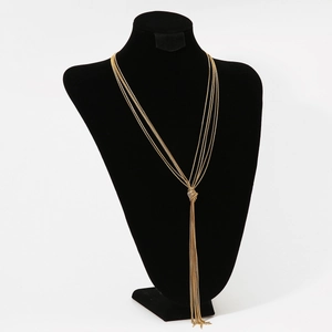 Stainless Steel Multi-Strand Knotted Long Tassel Necklace Minimalist Y-Shaped Jewelry For Women Elegant Commuting Accessory