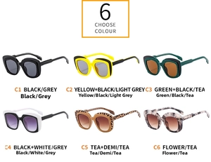 Detailed grid showing oversized hip-hop sunglasses in six assorted colors with mesh texture