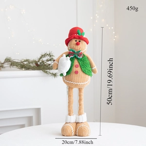 Détail d'un bonhomme de pain d'épices tricoté avec dimensions 50cm haut et 450g