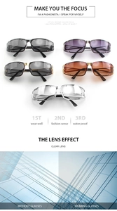Detailed comparison showing multiple lens colors and clarity of Y2K metal square sunglasses