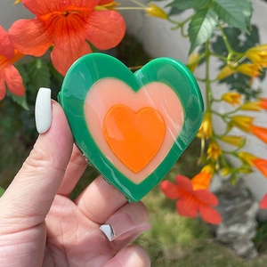 Sweet candy heart hair claw clip in green and pink acetate for summer hairstyles