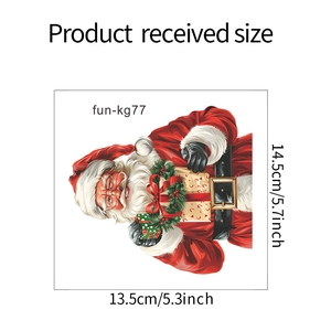 Detailed size chart showing Santa Claus wall sticker dimensions as 13.5cm by 14.5cm