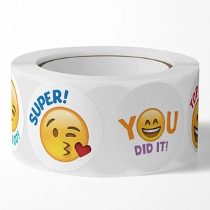 500pcs roll of motivational emoji reward stickers with encouraging English words