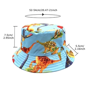 Chapeau bob bleu clair pour enfants avec motifs dinosaures et protection solaire