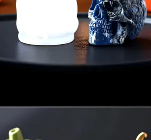 Detail of bear skull candle mold with realistic bone textures and intricate carvings
