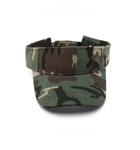 Detailed front view of the jungle camouflage sun visor with a wide brim and open top