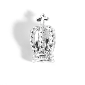 Detailed view of silver alloy crown bead with cross top for DIY jewelry making