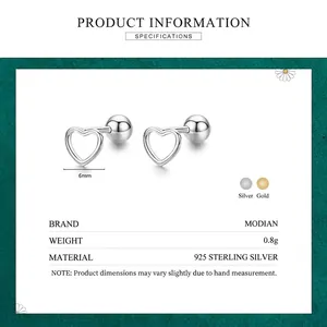Élégantes boucles d'oreilles cœur creux en argent 925 avec finition polie et design léger