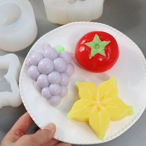 Silicone molds for grape and starfruit shaped DIY candles, handmade soaps and plaster crafts
