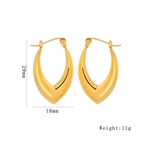 Irregular gold teardrop earrings size detail 29mm height 18mm with 11g weight info