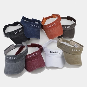 Collection of washed vintage empty top sun visors with CHANCE embroidery in 8 colors