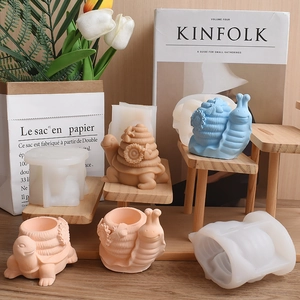 3D snail and turtle silicone mold for DIY flower pot candle and gypsum storage box
