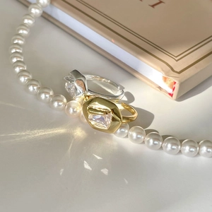 Anelli regolabili minimalisti in argento S925 con zirconi nei colori oro e argento