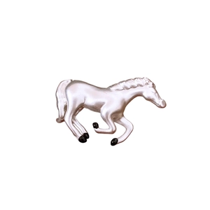 New Chinese style silver horse brooch pin with black details for vintage suit accessories