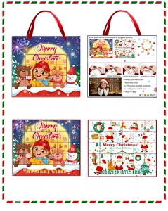 Close-up of Christmas Advent Calendar gift box with carrying case and DIY bead jewelry sets