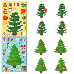 DIY Christmas tree face swap stickers set for kids interactive holiday puzzle fun