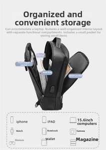 Internal compartments of the black business laptop bag for 15.6 inch devices and gadgets