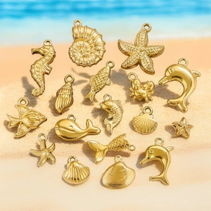Stainless Steel Ocean Sea Star Shell Mermaid Tail Charms Pendants For DIY Jewelry Making Bracelet Necklace Findings