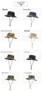 Outdoor sun protection bucket hats available in eight solid and camouflage colors