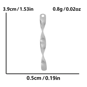Detailed size specifications for 304 stainless steel twisted bar pendant, 3.9cm length