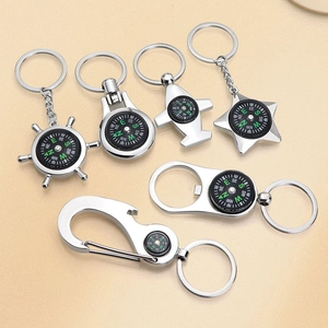 Metal Compass Keychain Zinc Alloy Rudder Airplane Star Bottle Opener Outdoor Portable Travel Accessories Gift