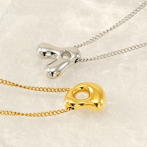 Polished bubble letter pendants on gold and silver chains for women fashion jewelry