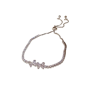 Silver adjustable butterfly tennis bracelet with sparkling cubic zirconia crystals