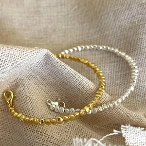 Irregular Faceted Beads Bracelet 925 Sterling Silver Geometric Minimalist Jewelry For Women With Heart Charm