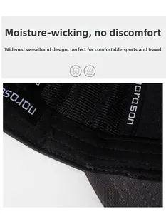 Detailed close-up of widened sweatband and inner embroidery on a black baseball cap