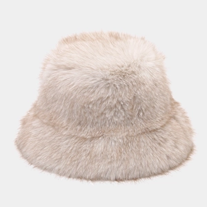 Chapeau bob en fausse fourrure pelucheuse beige pour femme idéal pour l'hiver chaud