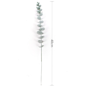 Detail showing the 48cm height of a single grey-green artificial eucalyptus branch