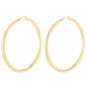 Polished 18K gold-plated titanium steel hoop earrings in minimalist circular design