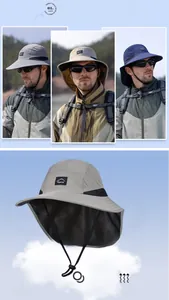 Detail view of quick-dry fishing hat with 360-degree sun protection and breathable mesh