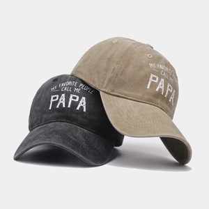 Washed cotton vintage baseball caps with Papa slogan in charcoal and khaki colors