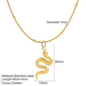 Gold stainless steel snake chain necklace with conch pearl pendant for women