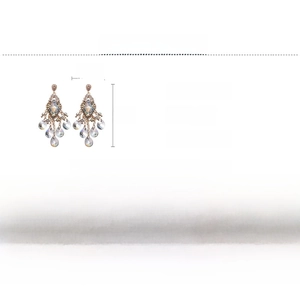 Detailed size chart for vintage glass bead water drop tassel earrings in gold plating