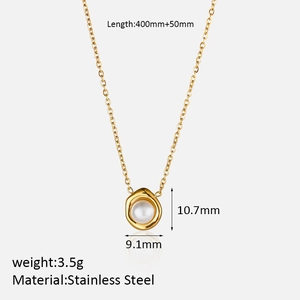 Detail showing stainless steel necklace dimensions, 450mm length and 3.5g weight