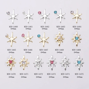 Bijoux d'ongles en alliage étoile croisée avec strass colorés et perles de nacre