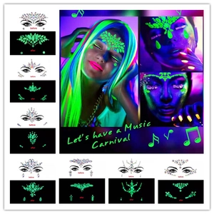 Luminous Face Jewels Glow In The Dark Rhinestone Stickers Self Adhesive Holographic Facial Gems For Music Festival Rave