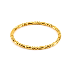 Chic 18K gold plated stainless steel bamboo link bracelet with alternating bead design