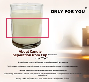 Detail showing the natural shrinkage effect between the white soy wax and the glass jar