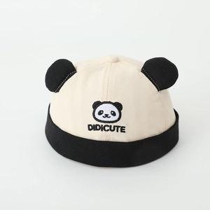 Close-up of baby panda beanie with cute 3D ears and DIDICUTE embroidery detail